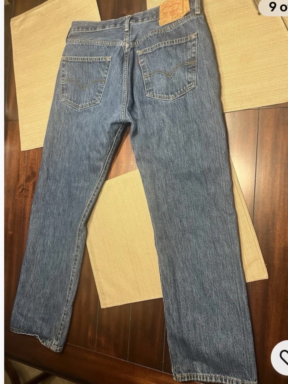 Levi's Men's Straight Jeans in Blue with Tan Stitching - Picture 9 of 10